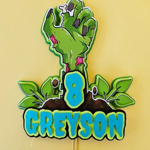 Zombie Cake topper | Zombie Birthday | 3D Cake Topper | Zombie Themed |  Ghoulish Hand | Birthday | Party Decorations
