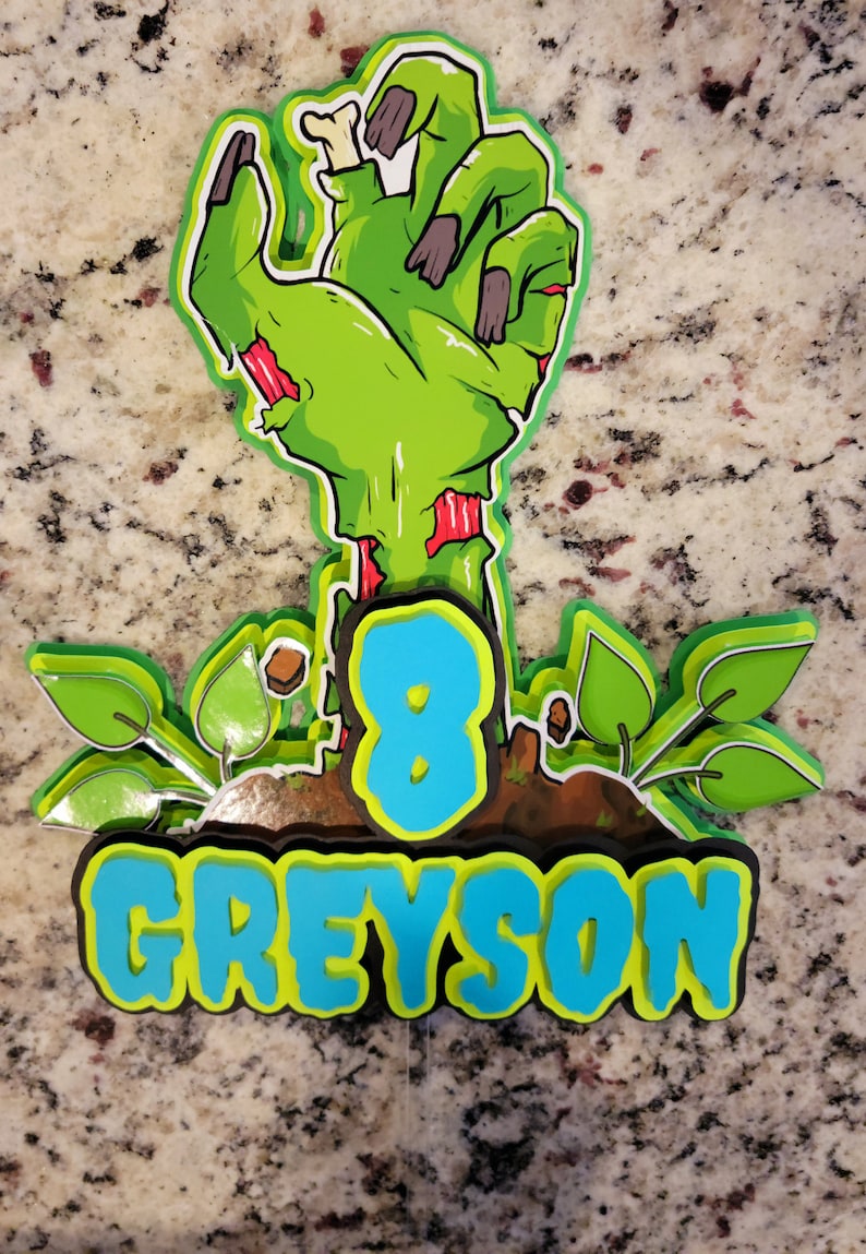 Zombie Cake Topper Zombie Birthday 3D Cake Topper Zombie Etsy