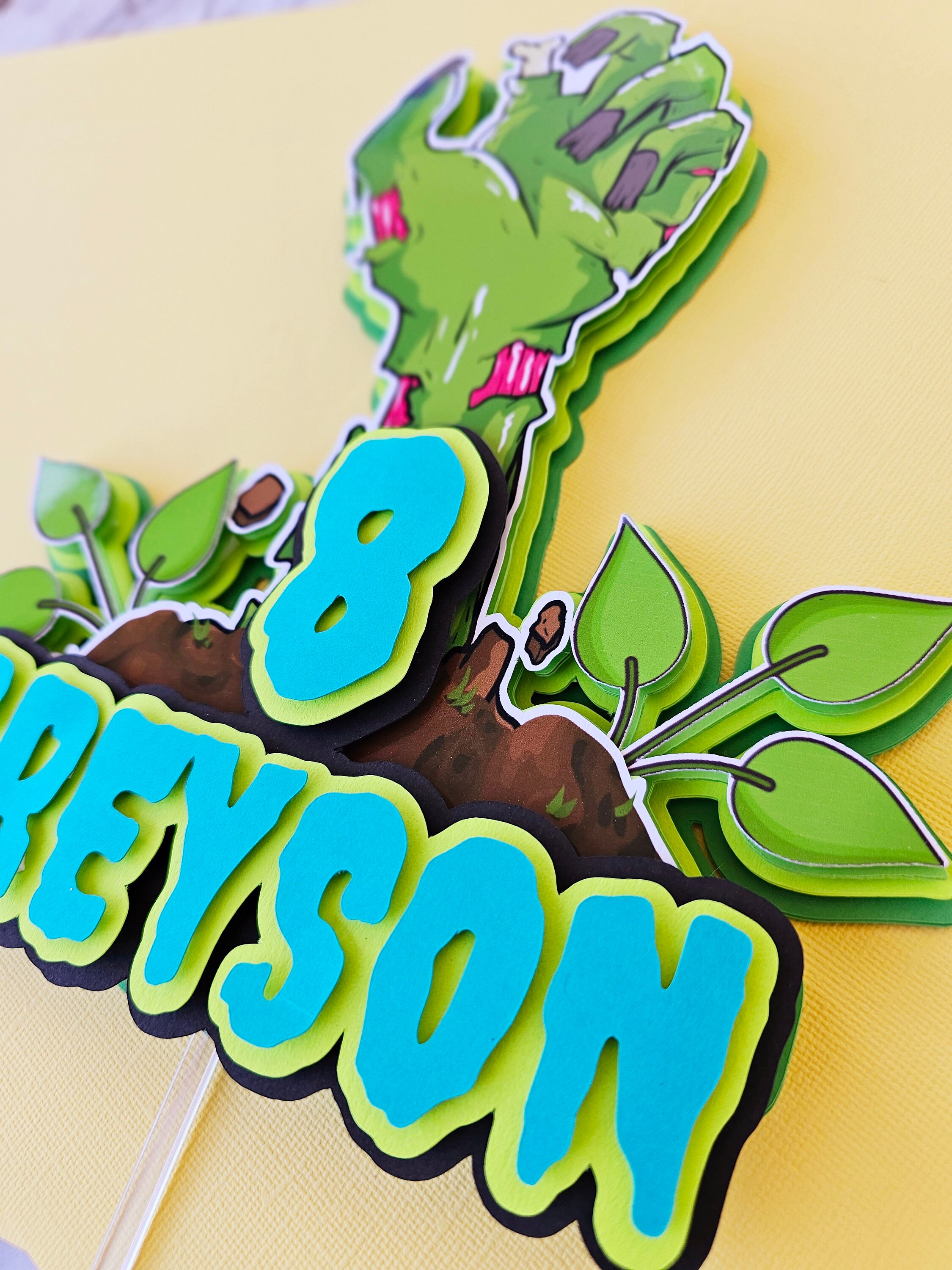 Zombie Cake Topper Zombie Birthday 3D Cake Topper Zombie Etsy