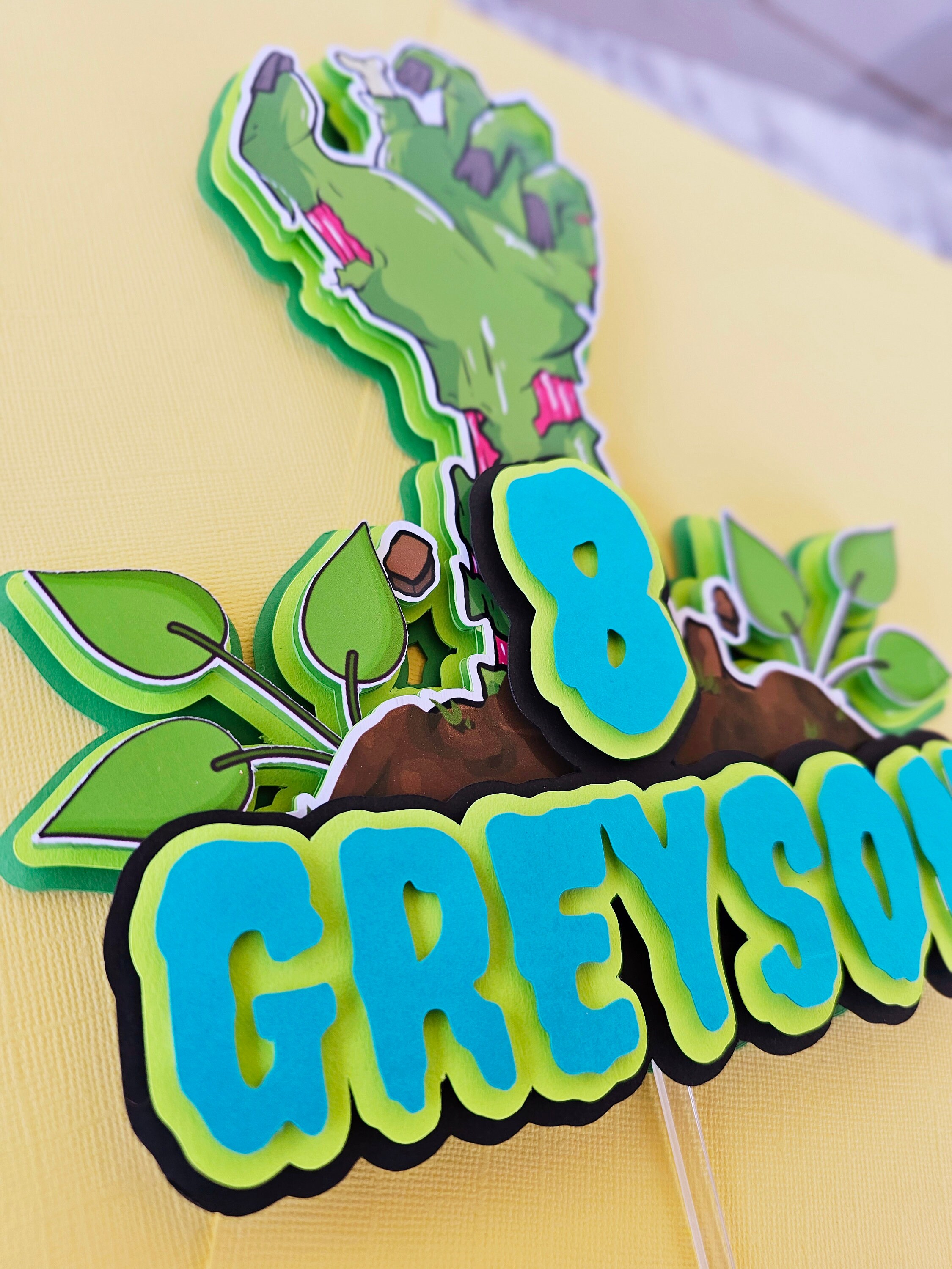 Zombie Cake Topper Zombie Birthday 3D Cake Topper Zombie Etsy