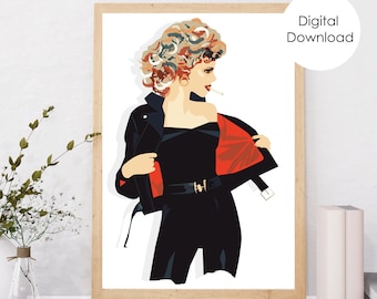 Sandy Grease Digital Download | Printable Art | High-Res JPEG | Movie Fan Art | A1, A2, A3, A4, A5 Sizes | Unique Wall Decor