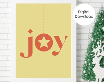 Christmas Festive Wall Art | Joy Print | Holiday Home Decor | Modern Christmas Poster | Digital Download