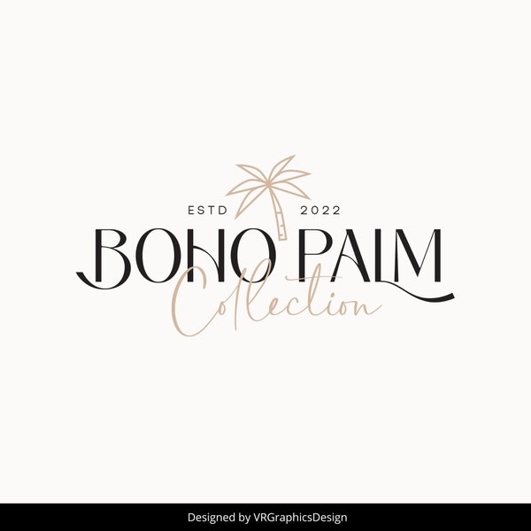 Logo, Minimalist Logo, Beach palm logo, Boho Logo, Elegant logo,  Premade Logo, Modern logo, wellness, beauty logo, Minimalist logo