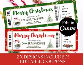 Christmas Concert Ticket Template | Surprise Gift Voucher | Instant Digital Download