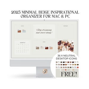 Beige Aesthetic 2025 Desktop Folder Icons, Desktop Wallpapers, Organizer, Business, Macbook + Windows, Calendars, Study, Work