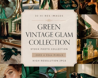 Grün Vintage Glam Stock Fotos | Smaragd Editions-Bilderpaket | Digitaler Download