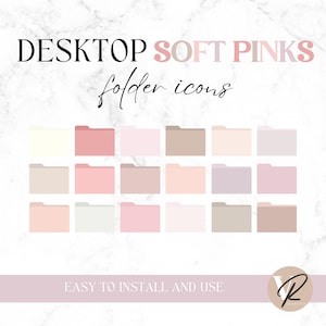 Desktop Folder Icons Soft Pinks, Aesthetic Macbook Folders, Desktop Icons, Icons For Mac & Windows, Elegant Desktop Icons