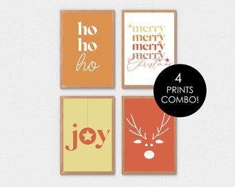 Christmas Wall Art Prints: Set of 4, Cozy Holiday Decor (Digital Download)