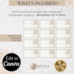 Beige Desktop Organizer 2026: Folder Icons & Wallpapers (Digital Download) image 2