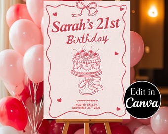 Retro Pink Bachelorette Poster | Editable Canva Template | A1 Printable Wall Art