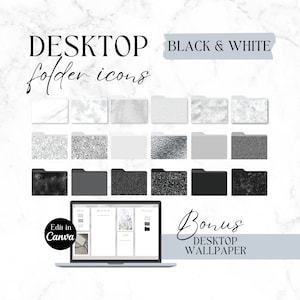 Desktop Icons Black and White, Aesthetic Macbook Folders, Glitter Desktop Icons, Icons For Mac & Windows, Elegant Desktop Icons