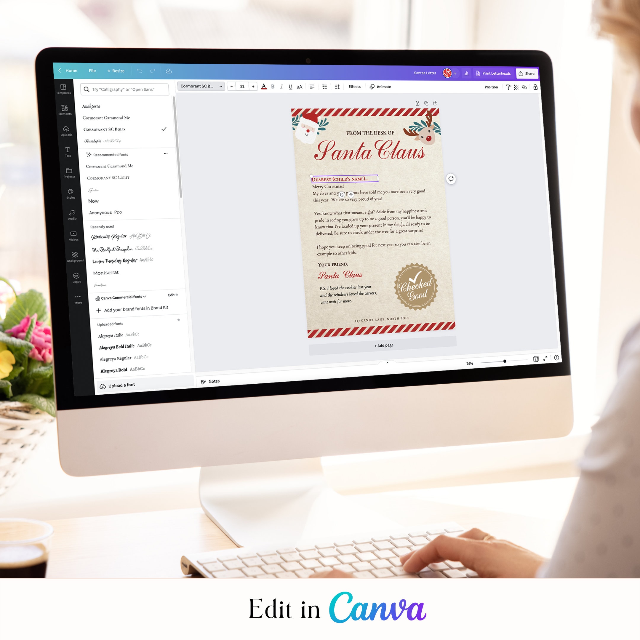 Editable Letter From Santa Template - Canva (digital Download) - Etsy