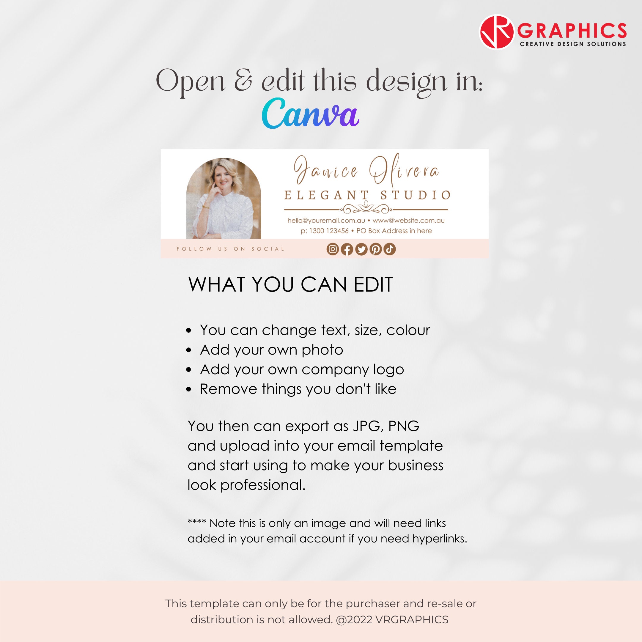 Fully Editable Canva Email Signature Template - Etsy