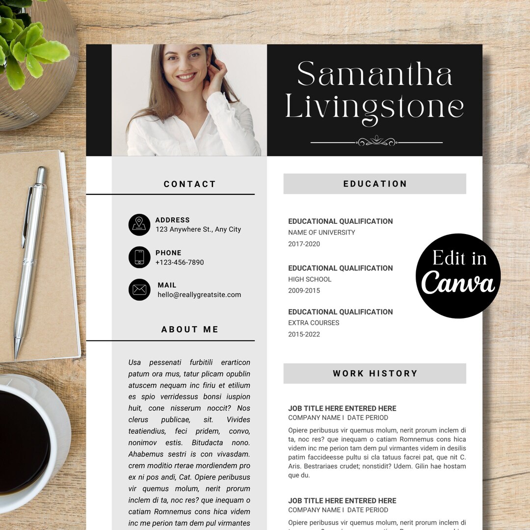 Minimalist Professional Resume Template, Clean CV Template in Canva ...