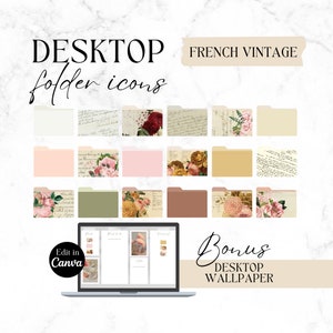 Desktop Icons French, Aesthetic Macbook Folders, Glitter Desktop Icons, Icons For Mac & Windows