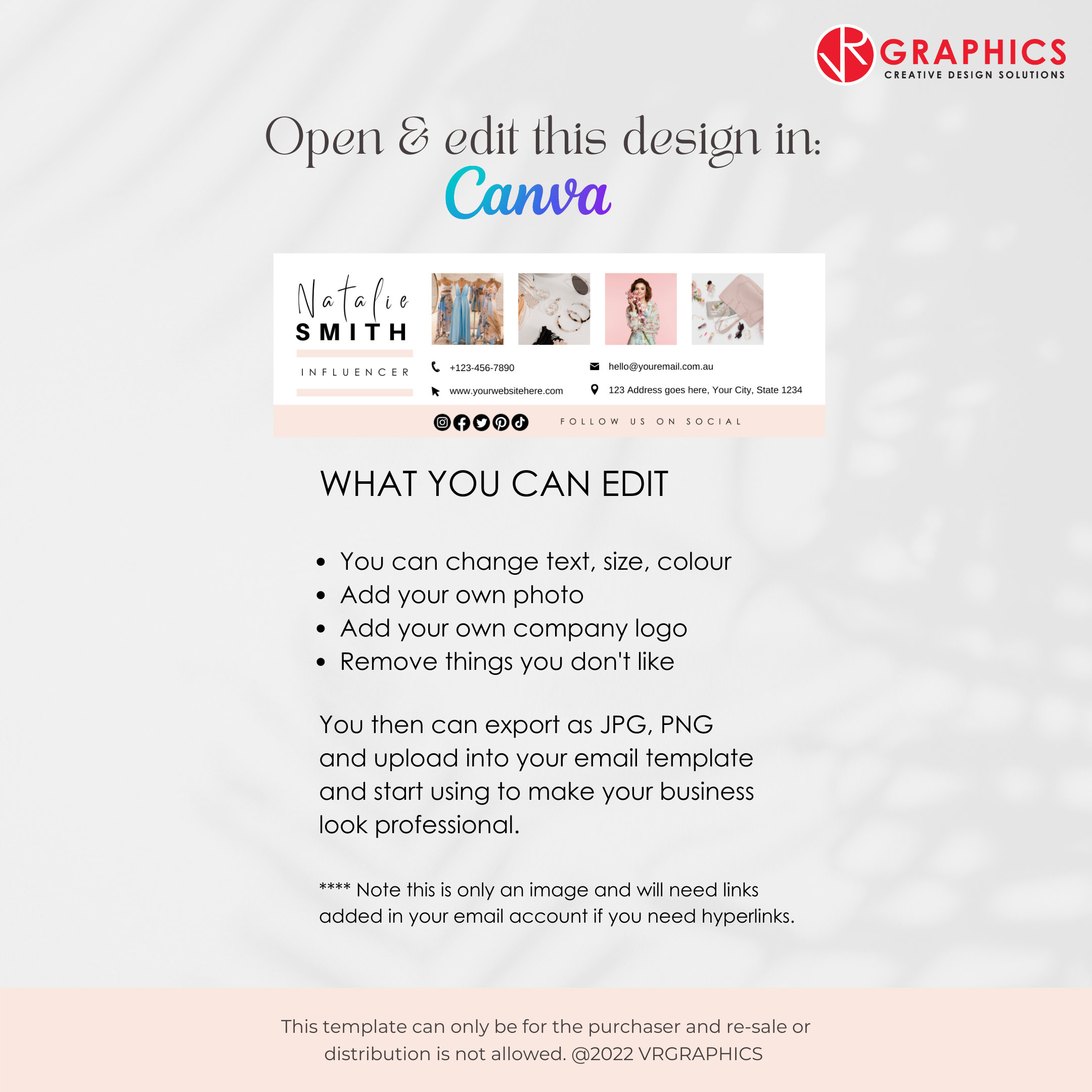 Email Signature, Fully Editable Canva Template, Blogger, Email ...