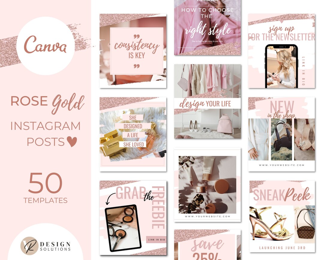 Instagram Post Templates | 50 Rose Gold Beauty Fashion Designs ...