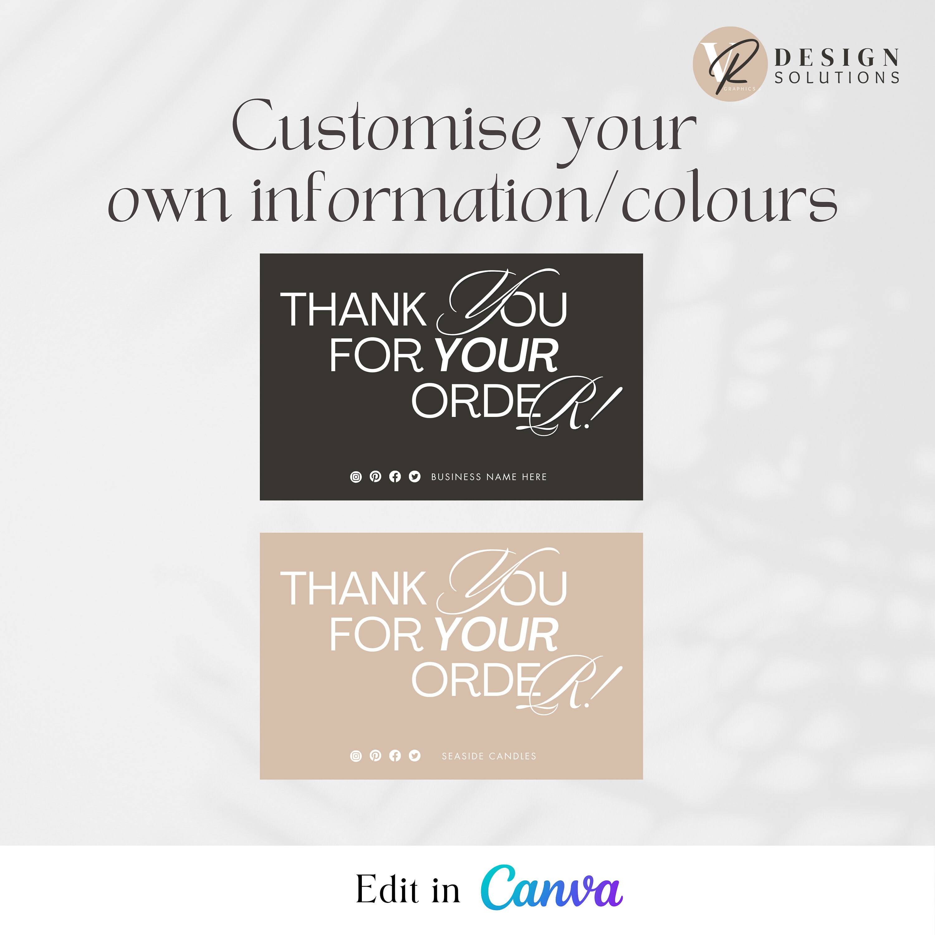 Black Luxury Thank You Card Template | Editable Canva Design | Instant ...