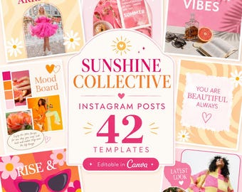 Canva Instagram Templates for Boutique Brands, Pink Social Media Posts