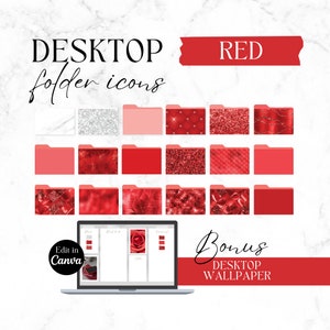 デスクトップアイコン RED、美しい Macbook フォルダ、キラキラデスクトップアイコン、Mac と Windows 用のアイコン