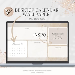 Beige Desktop Organizer 2026: Folder Icons & Wallpapers (Digital Download) image 5