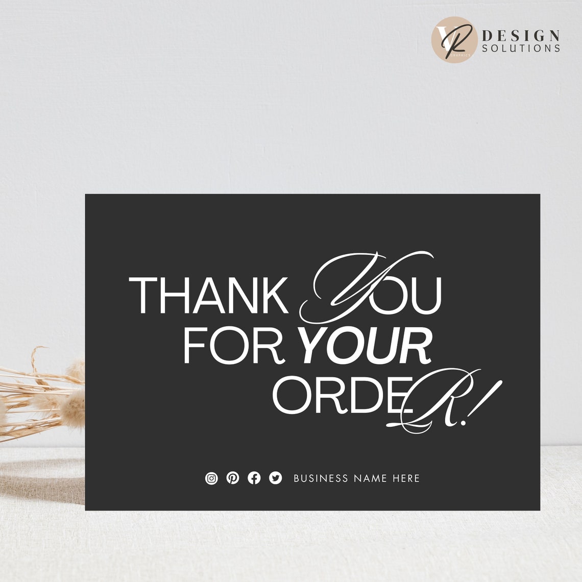 Black Luxury Thank You Card Template | Editable Canva Design | Instant ...