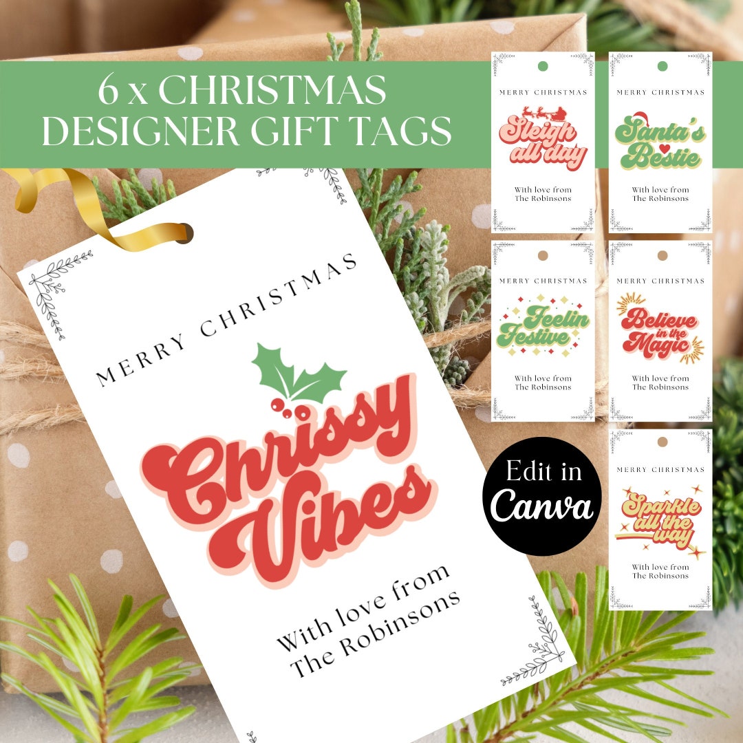 Christmas Gift Tag Printable | Editable Canva Template | Holiday Labels ...