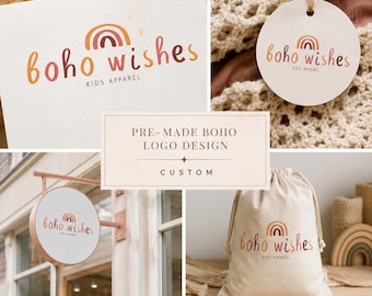 Premade Rainbow Kids Logo Design for Boho Boutique Brands