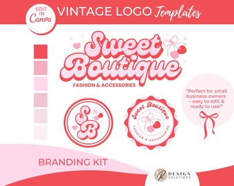 Vintage Boutique Logo Template | Editable Canva Branding Kit | Feminine Business Logo Design | Digital Download