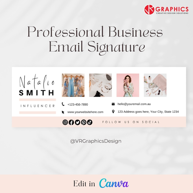 Email Signature, Fully Editable Canva Template, Blogger, Email
