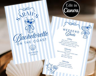 Coastal Bachelorette Weekend Itinerary Template: Beach Party (Canva)