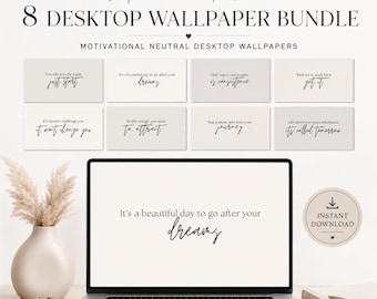 Minimalist Desktop Wallpaper Bundle | Neutral Motivational Quote Wallpapers | Mac & Windows Instant Download