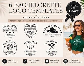 Braut Squad Logo Vorlage | Junggesellinnenabschied Canva Logo Pack