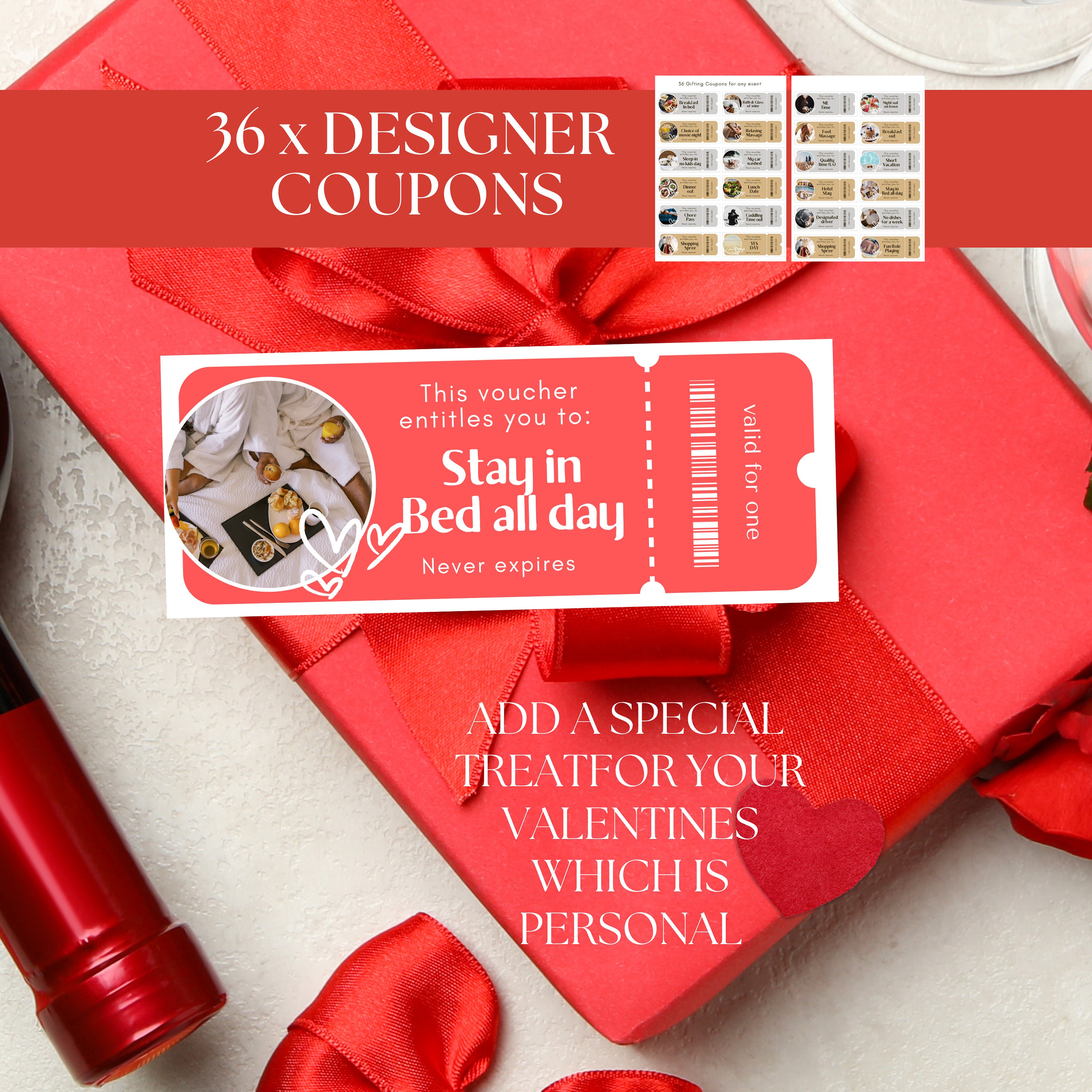 Printable Love Coupons | 36 Romantic Gift Vouchers | Editable Canva ...
