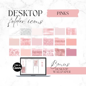 Desktop Icons Pink, Aesthetic Macbook Folders, Glitter Desktop Icons, Icons For Mac & Windows