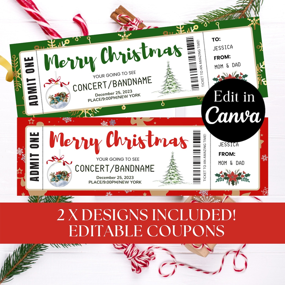 Printable Christmas Gift Voucher Template, Surprise Instant Download ...