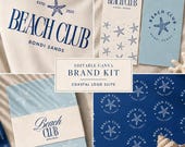 Editable Canva Brand Kit | Coastal Beach Logo Suite + Instagram Templates | Boutique Branding Package
