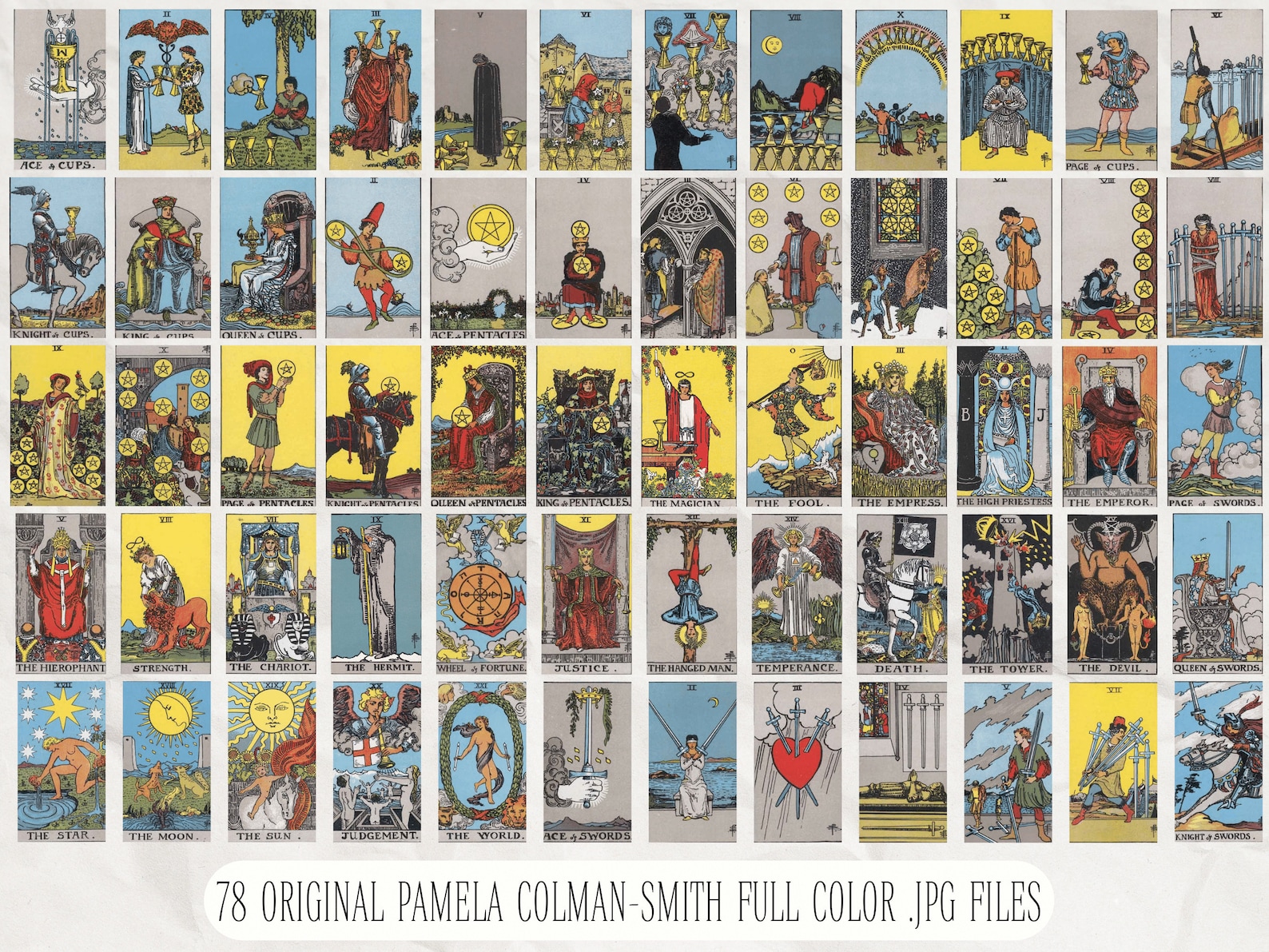 Tarot Deck Coloring Set Printable Vintage Tarot Cards Illustration ...