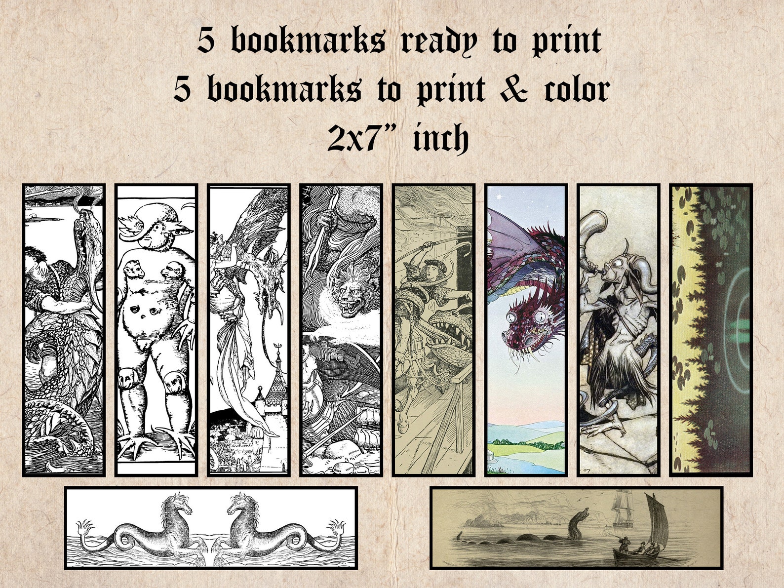 Monsters, Myths &amp; Legends Coloring Pages Vintage Illustrations ...