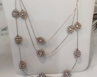 Sparkle Bling Lucky You Silver wire Bead Necklace Earring Set