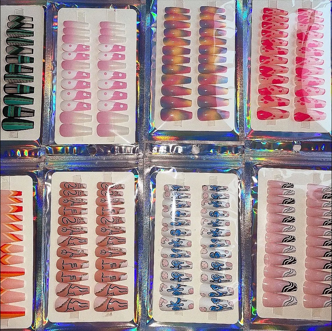 Glue on Acrylic Nails Mystery Pack Cute Designs Press on Nails Etsy