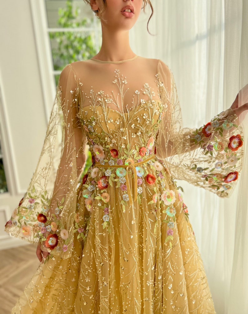metallic sequin gown