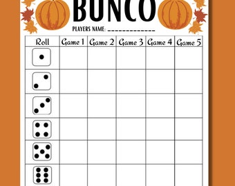 Fall BUNCO Game - Printable BUNCO - Thanksgiving Party Games Printable - Autumn Bunco Score Card Tally Sheet Instructions - Instant download