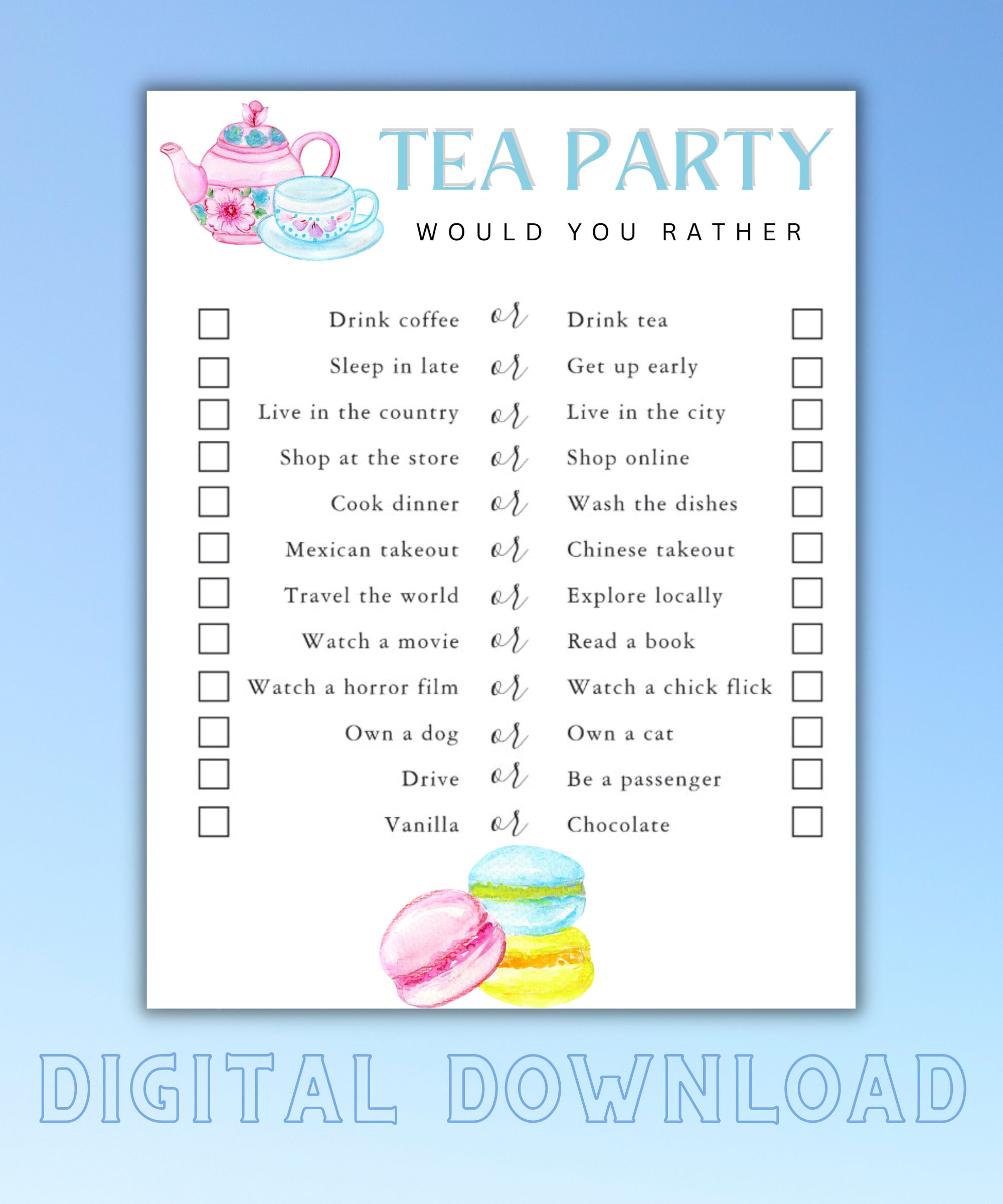 Printable Tea Party Games Bundle Tea Party Games Girls - Etsy