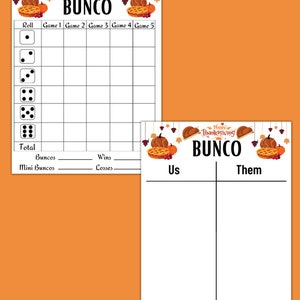 Printable Thanksgiving Bunco Score Card Sheet Bunco Printable Game
