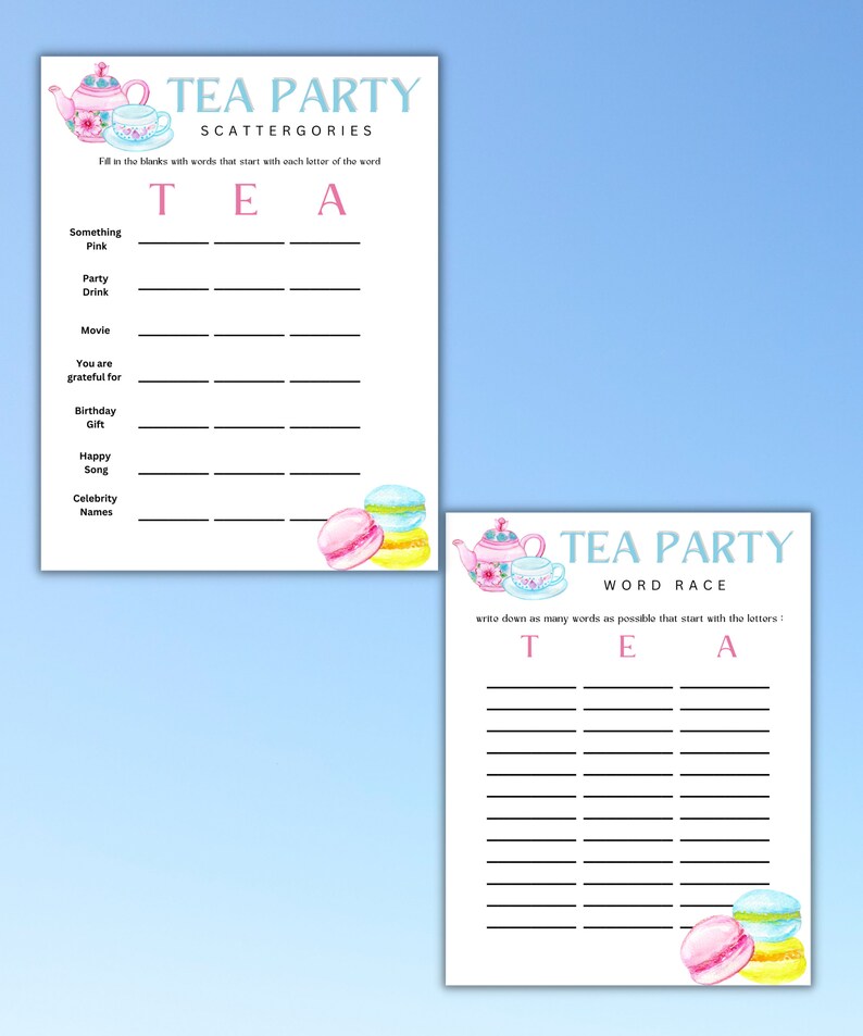 Printable Tea Party Games Bundle Tea Party Games Girls - Etsy