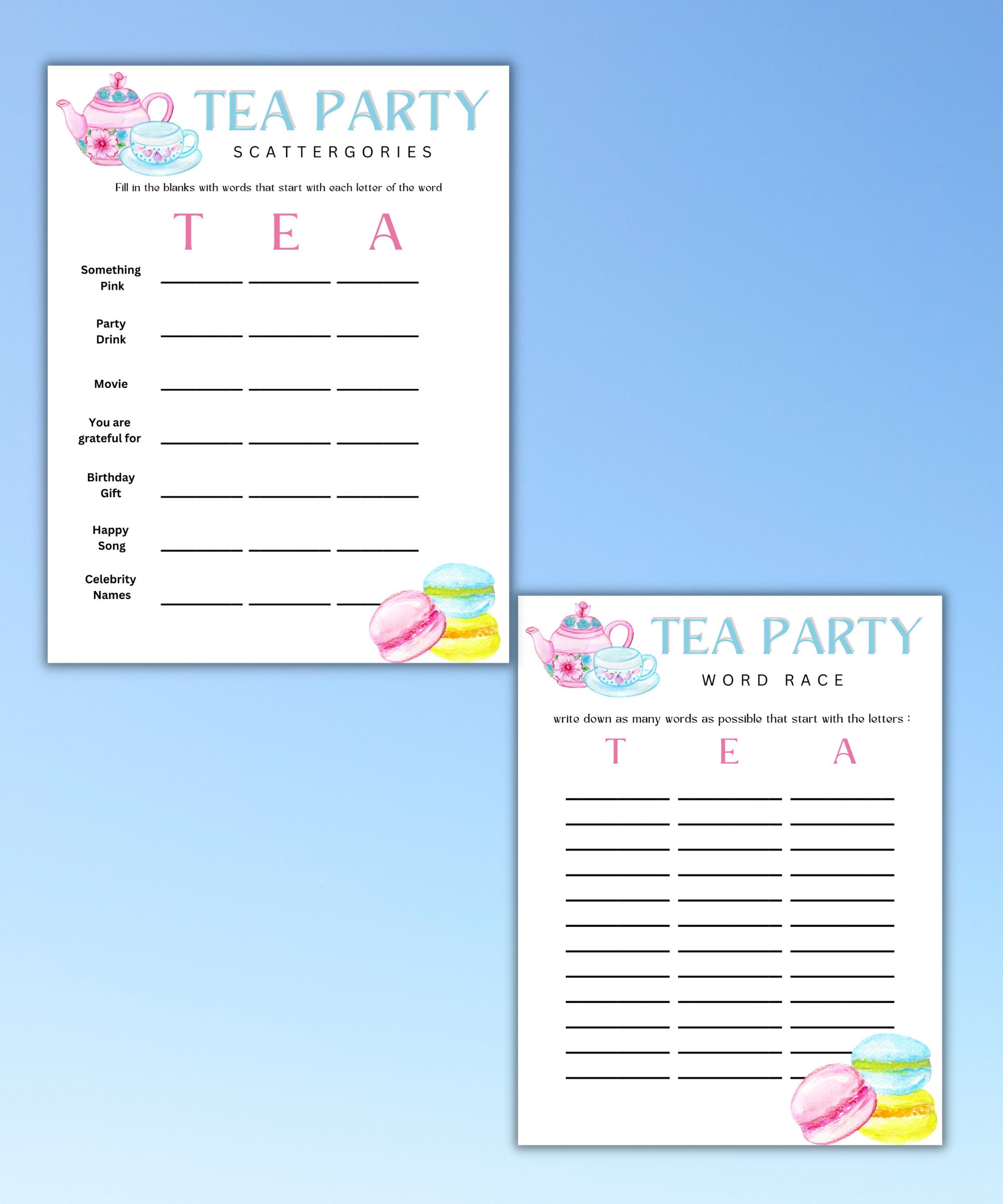 Printable Tea Party Games Bundle Tea Party Games Girls - Etsy