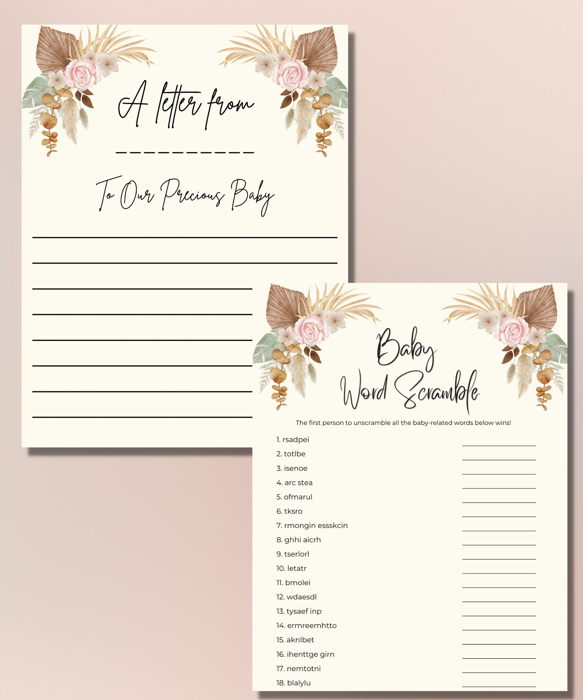 Boho Baby Shower Games - Printable Baby Shower Party Games - Baby ...