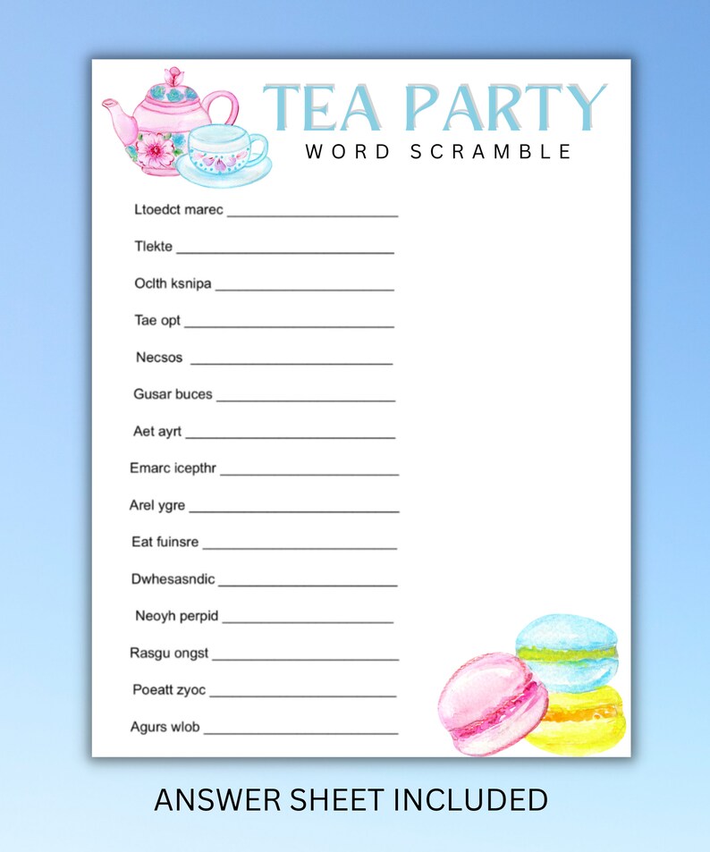 Printable Tea Party Games Bundle Tea Party Games Girls - Etsy
