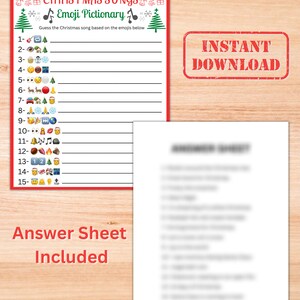 Christmas Songs Emoji Pictionary Game: Printable Holiday Fun (instant ...